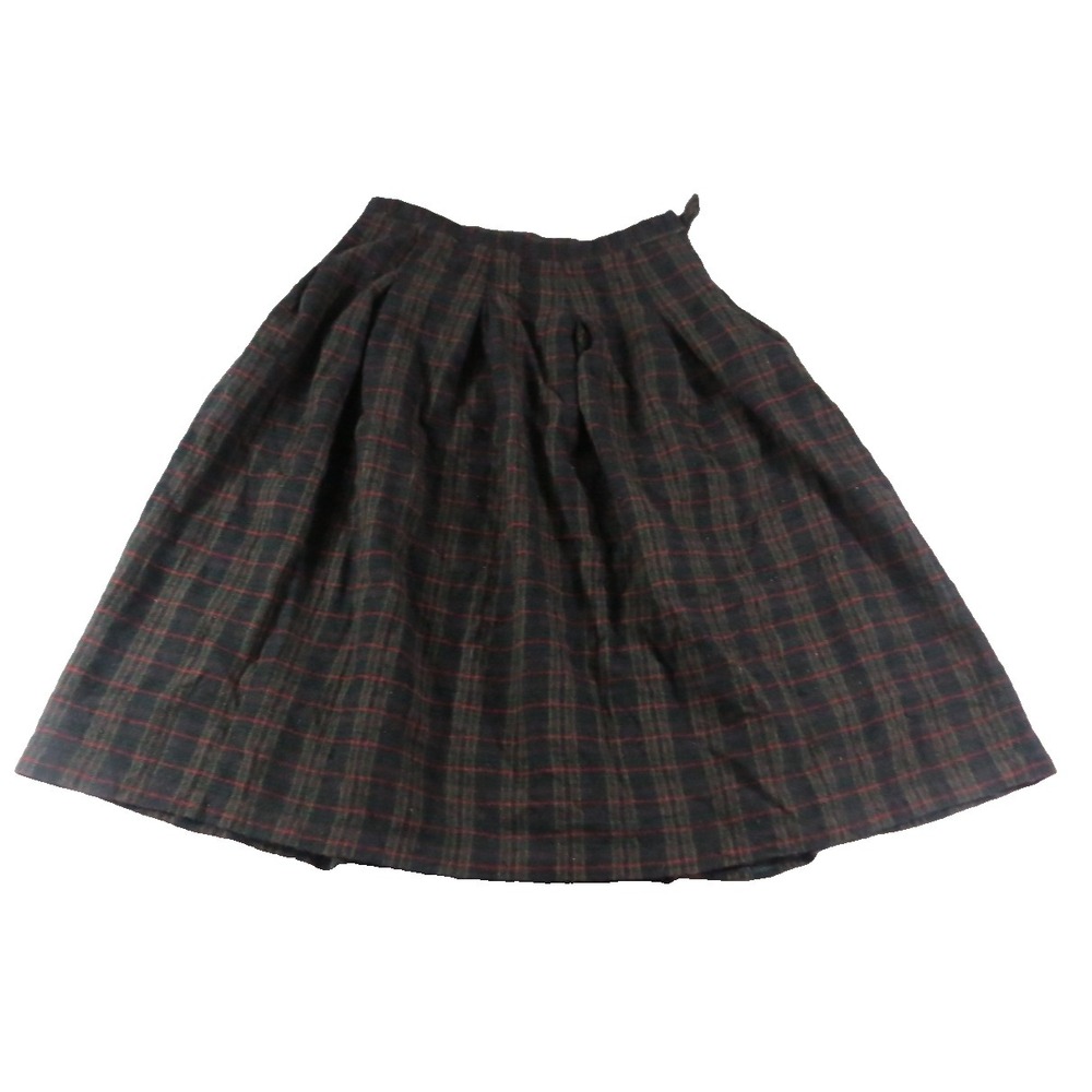 VTG Breckenridge Kilt Skirt 16 Green Plaid Tartan 100% Wool Pleated Made in USA